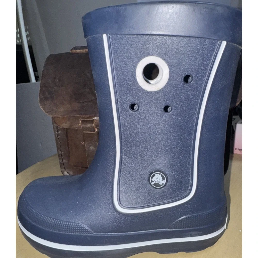 Crocs‎ Crocband Jaunt Kids Size J 2 Navy Blue Rain Boots